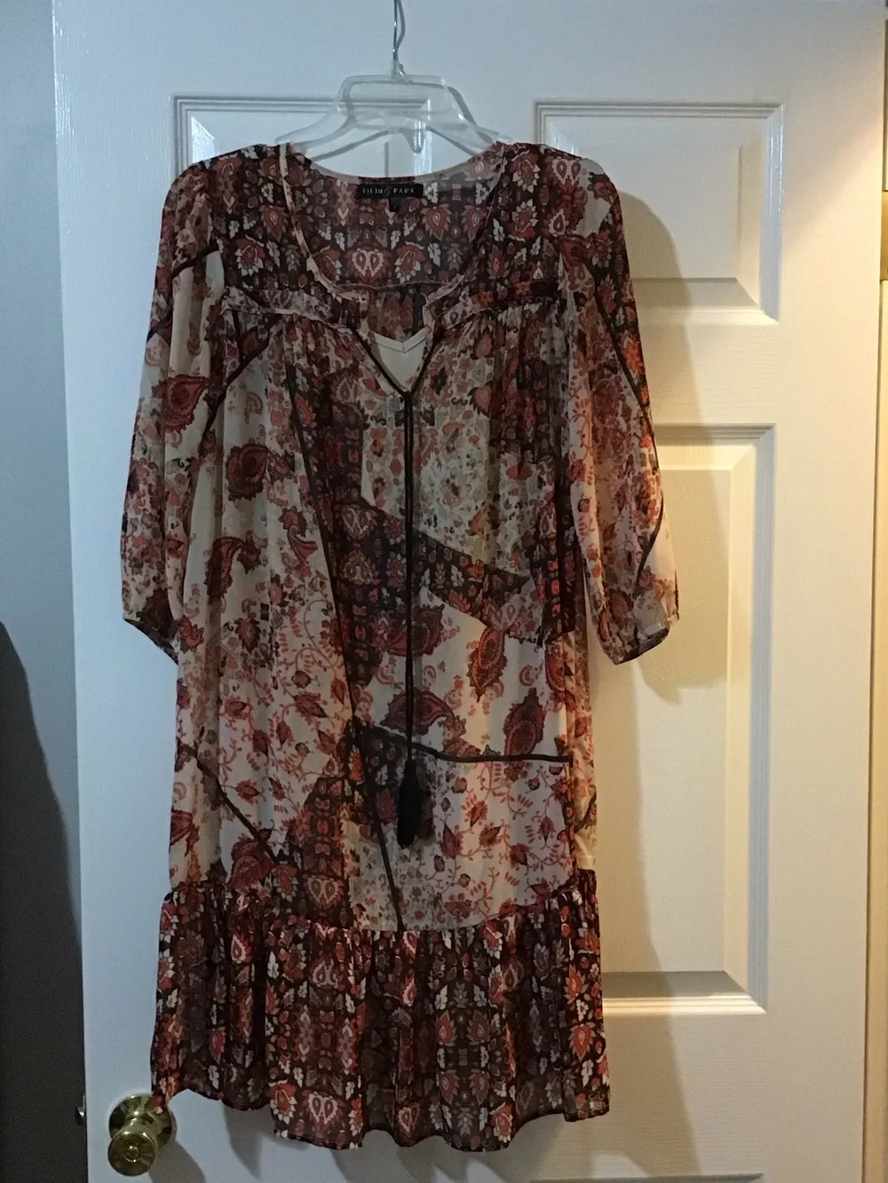 Printed Boho Tunic Dress in Rust Floral - Picture 1 of 3